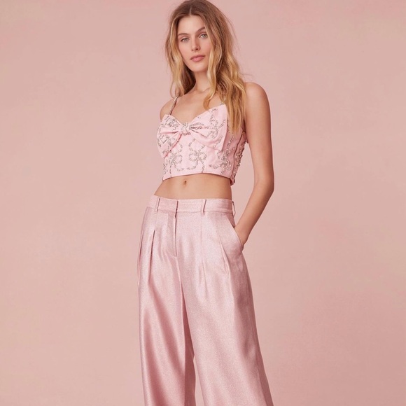 Loveshackfancy Arlitta Bow Crop Top | Color: Pink, Size:8 - Picture 14 of 15